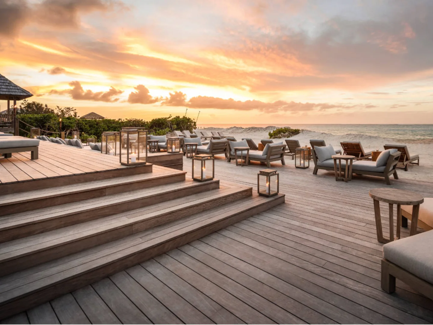 Beach deck at sunset