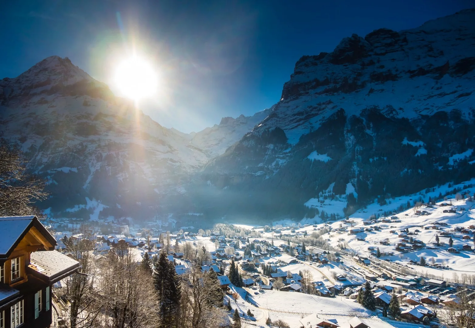 Mountain village in winter